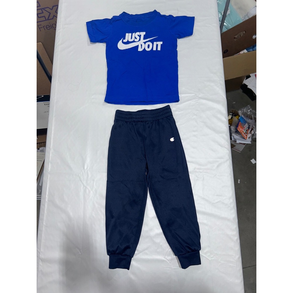 Nike Just Do It T-Shirt and Champion Joggers Toddler Boys 4T Blue Navy Set